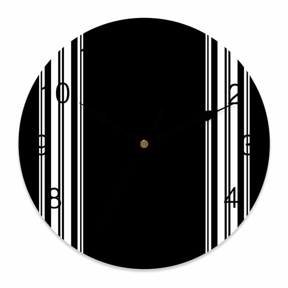 Wall Clock Black Striped Clocks PVC Silent Non-Ticking Battery Operated Decorative Black White Stripes Round Clock for Home Living Room Kitchen Bedroom Office School Wall Decor 14 Inch