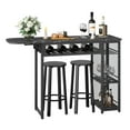 thumbnail image 3 of Bestier 3 Piece Bar Table Counter Height Pub Kitchen Dining Table Set in Black Marble, 3 of 7