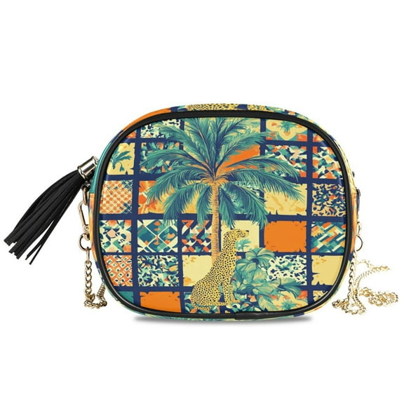 Womens Casual Chain Shoulder Bag Simple style Summer Ceramic Tile Pattern Crossbody Bag