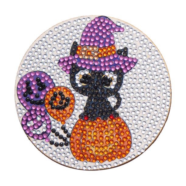 Posavasos de diamantes de bricolaje Estilo de Halloween Posavasos de diamantes de madera (AA1081-3) Sywqhk Decoración hogareña