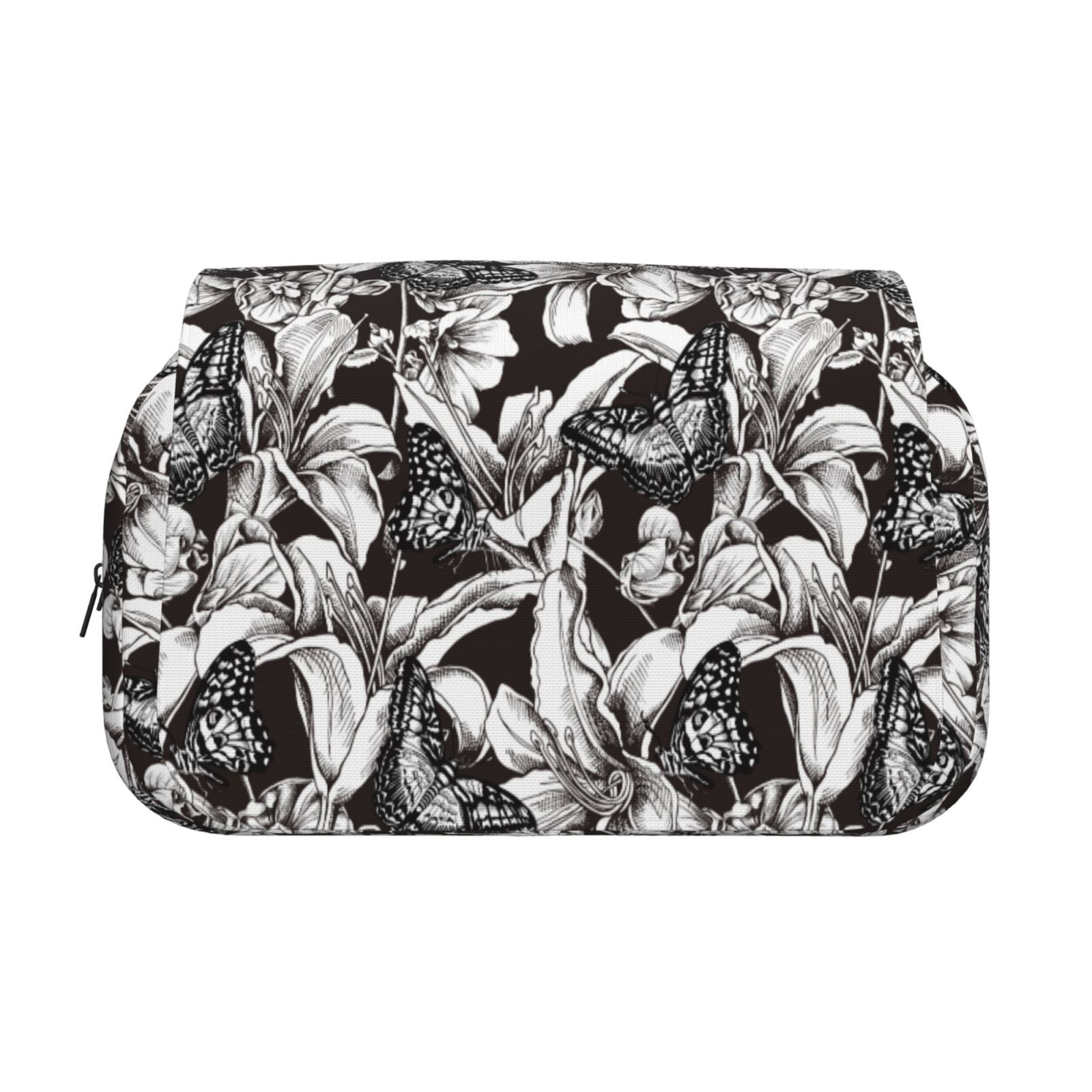 Rateoe Lilies Flowers Pattern Double Clamshell Pen Case, Storage Organizer with Two Zipper Compartments– Holds Up to 50 Pencils & Pens