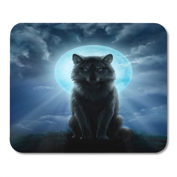 SIDONKU Werewolf Wolf Moon Forest Night Fantasy White Mousepad Mouse Pad Mouse Mat 9x10 inch