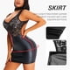 thumbnail image 4 of Falda de cuero sin espalda de retazos de encaje Sexy para mujer, vestido de noche Sexy con tirantes para fiesta Fridja  nalpqowj49843, 4 of 9