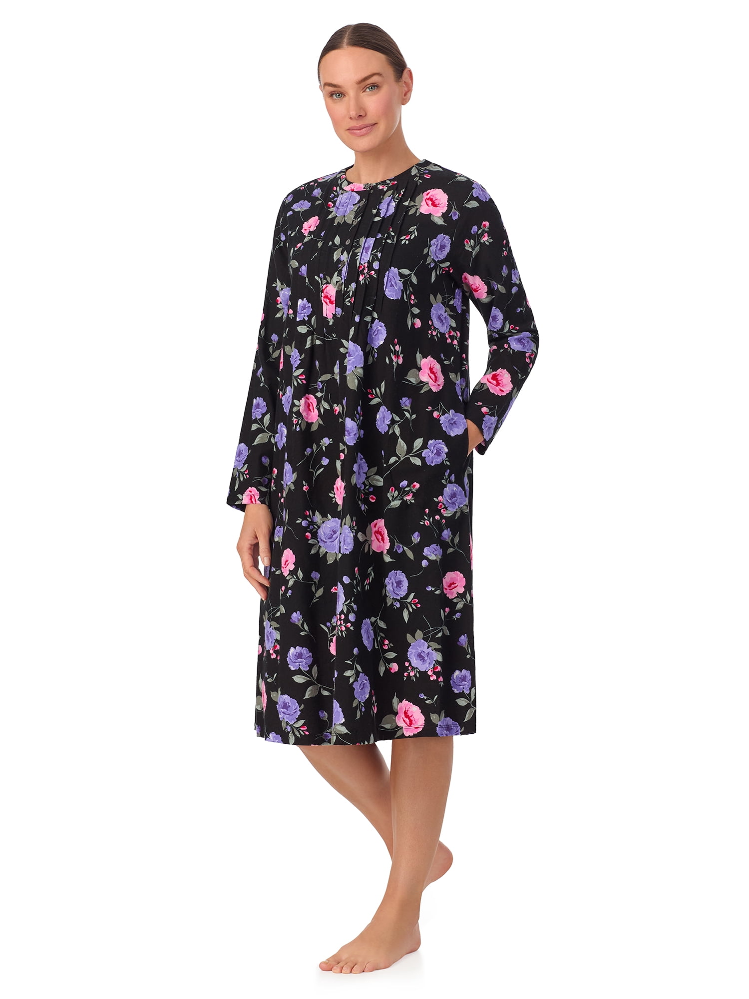 Aria Women’s 100% Cotton Woven Flannel Long Sleeve Nightgown, Sizes XS-5X
