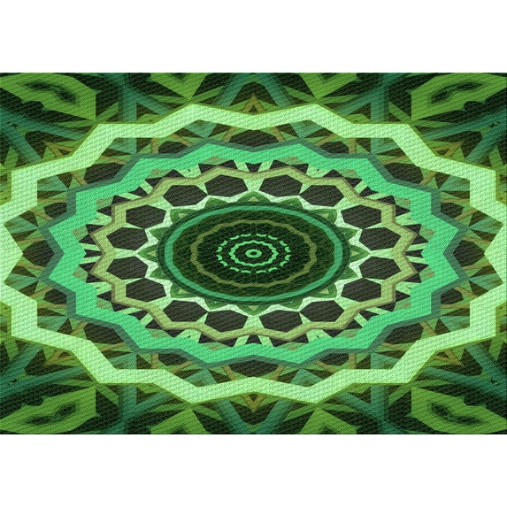 Ahgly Company Indoor Rectangle Patterned Dark Forest Green Area Rugs, 2' x 5'