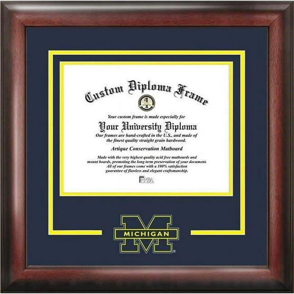 Campus Images MI982SD-1185 11 x 8.5 in. University of Michigan Wolverines Spirit Diploma Frame - Satin Mahogany