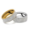 thumbnail image 6 of AYYUFE Unisex Men Women Five Rows Rhinestones Inlaid Wedding Band Knuckle Couples Ring Metal Silver, 6 of 8