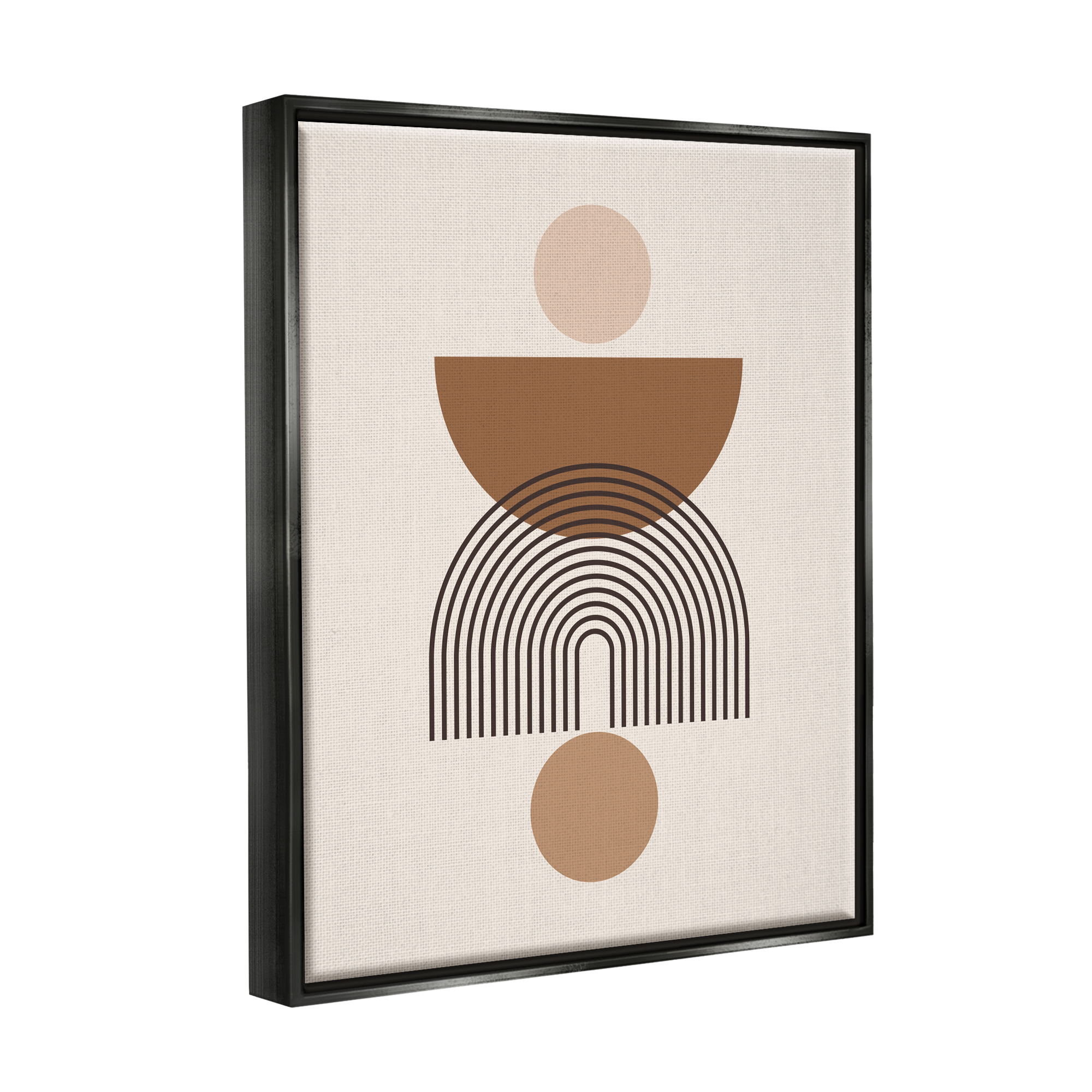 Stupell Industries Brown & Beige Shapes Abstract Painting Black Floater Framed Art Print Wall Art, 25 x 31