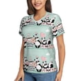 thumbnail image 5 of Yiaed Cute Panda Print Women's T Shirt V-Neck Short Sleeve Shirt Casual Breathable Tee Summer Tops-Small, 5 of 5