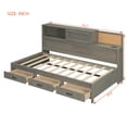 thumbnail image 6 of Twin Size Wooden Daybed with 3 Drawers and Shelves, Practical Daybed with Socket USB Interface, for Bedroom, Dark Gray, 6 of 9