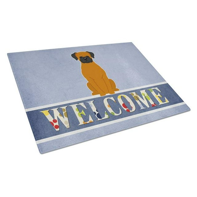 Carolines Treasures BB5696LCB Fawn Boxer Welcome Glass Cutting Board - Large