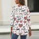 thumbnail image 3 of Women's Valentine's Day Heart Print Three-Quarter Sleeve Casual T-Shirt White XXXL, 3 of 4