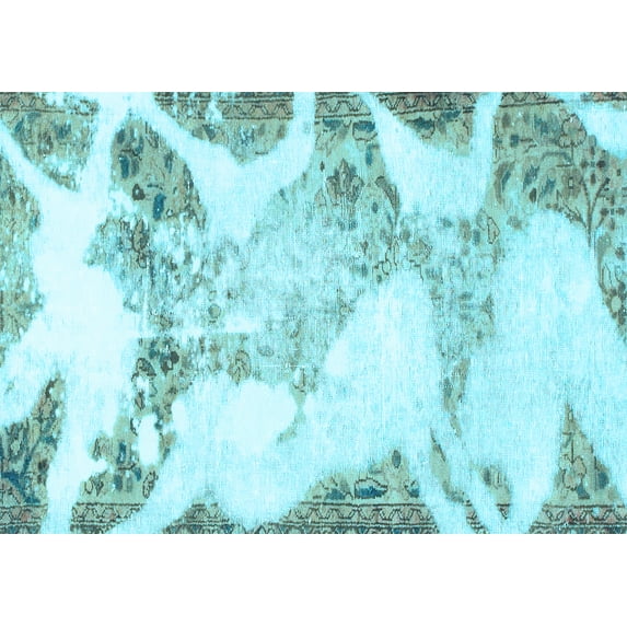 Ahgly Company Indoor Rectangle Abstract Light Blue Modern Area Rugs, 2' x 4'