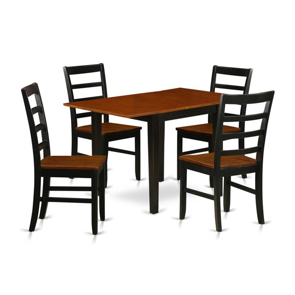 East West Furniture Dining Room Set Black & Cherry, NDPF5-BCH-W
