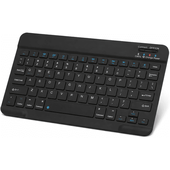 Bluetooth Wireless Keyboard, English Layout, Slim Lightweight Rechargeable Silent Compact Multi‑Device Keyboard for iPad, iPhone, Android, Windows, Mac & Tablets, Portable for Travel, Home & Café Wor
