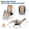 thumbnail image 2 of Set of 2 Folding Patio Lounge Chairs, Adjustable Reclining Chaise Loungers with Cup Holder Tray and Removable Headrest for Poolside, Beach and Backyard, 2 of 8