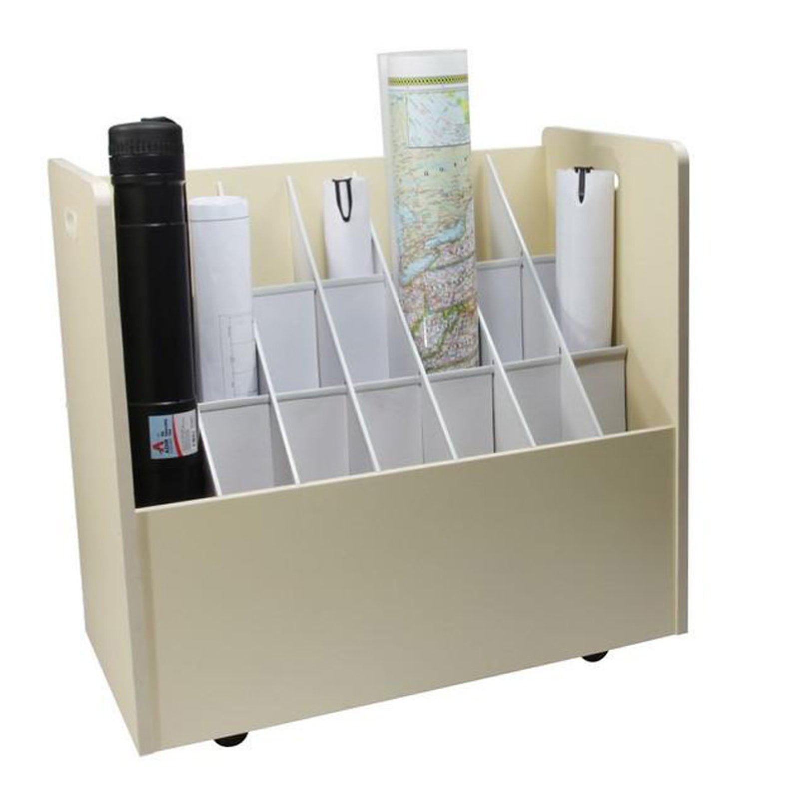 Adir Mobile Wood Roll File with 21 Compartments