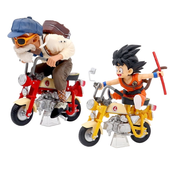 Dragon Ball Z 2-Piece Master Roshi & Kid Goku Motorcycle Action Figure Set, 5.1" Anime DBZ Collectible PVC Statues