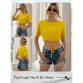 thumbnail image 7 of HUBERY Women Crew Neck Short Sleeve Lace Up Hem Ribbed Solid Color Crop Top, 7 of 7