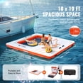 thumbnail image 4 of VEVOR Inflatable Floating Dock, 10x10FT Inflatable Dock Platform with 4*7FT Trampoline Mesh Pool, Non-Slip Floating Platform Water Mat with Portable Bag & Detachable Ladder for Pool Beach Relaxation, 4 of 9