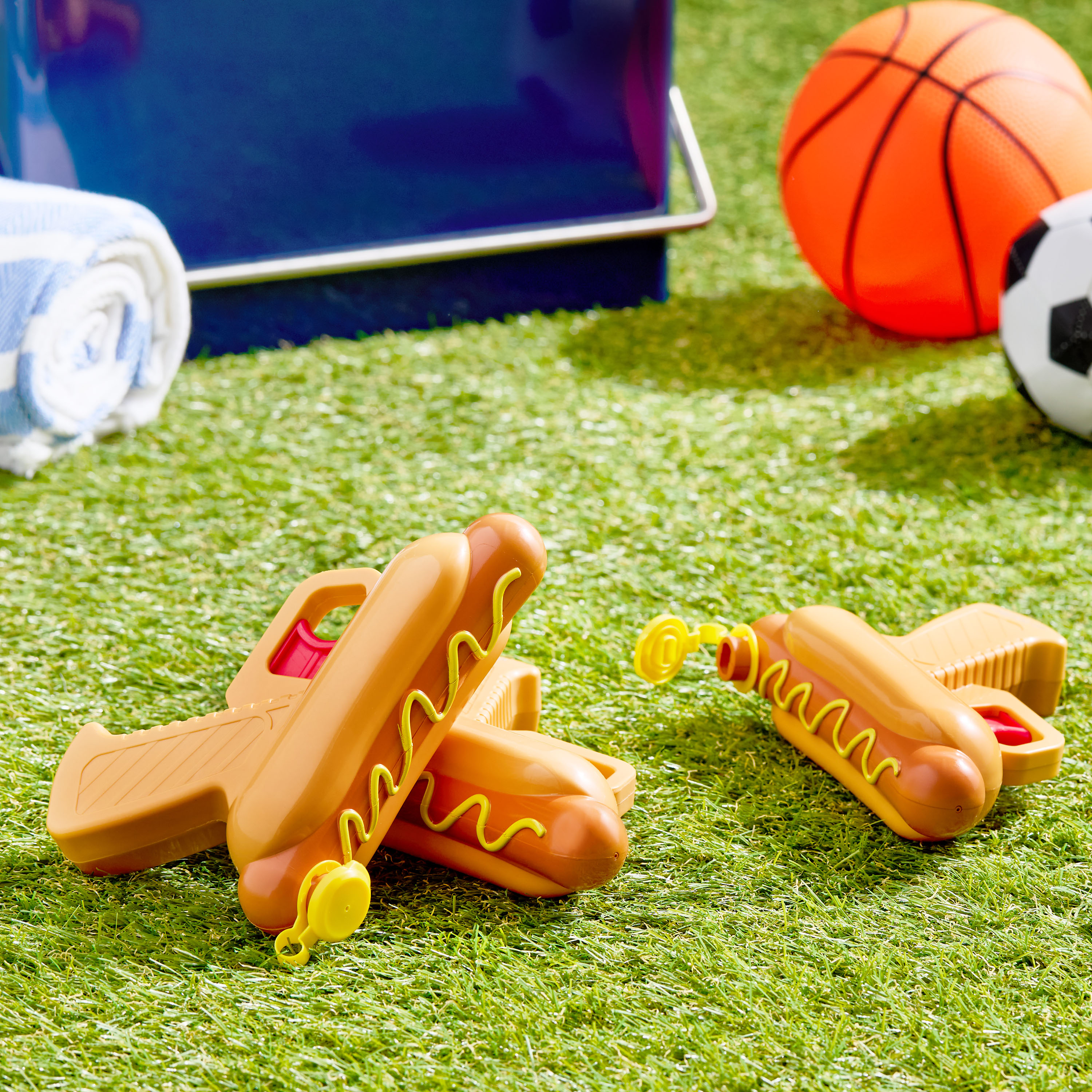 Play Day Plastic Hot Dog Water Blaster, Brown and Yellow