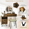 thumbnail image 4 of Patiojoy Ensemble de Coiffeuse de Chambre avec Tabouret, Miroir Éclairé à 3 Couleurs, Grande Armoire de Rangement avec Tiroir, Brun, 4 of 7