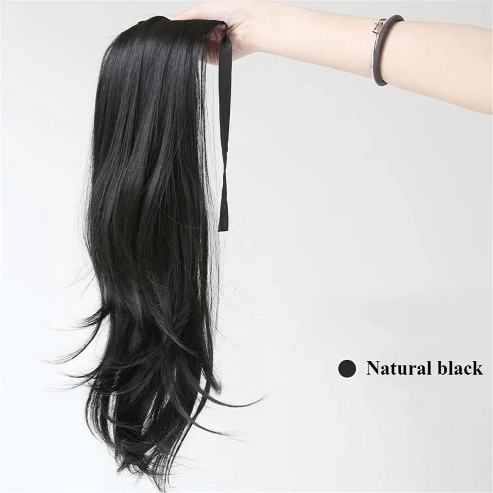 45cm Woman Wig Synthetic Natural Long Straight Ponytail Bandage Type Wig Hair Tail Curly Wig Piece Hair Extensions