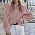 thumbnail image 3 of Aayomet Turtleneck Sweater Women Womens Turtleneck Oversized Sweater Batwing Pullover Sweater Casual Fall Loose Knit Jumper Top,Pink S-XXL, 3 of 4