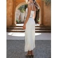 thumbnail image 6 of Two Piece for Women - Summer Vacation Outfits Sleeveless Asymmetrical Mesh Tank Crop Top Maxi Long Skirts White S, 6 of 8
