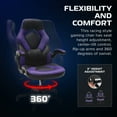 thumbnail image 5 of RESPAWN 3085 Ergonomic Gaming Chair for Adults, High Back Office Chair with Headrest and Flip Up Arms, Leather Racing Style Gaming Seat with Lumbar Support, Video Game Computer Desk Seat - Purple, 5 of 7