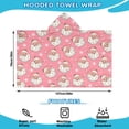 thumbnail image 2 of Pink Christmas Santa Pattern Hooded Bath Towel，50"x30" for Ages 3 To 12 Kids, Quick Dry Lightweight Soft Microfiber Hood Beach Towel Cover Up for Kids, 2 of 7