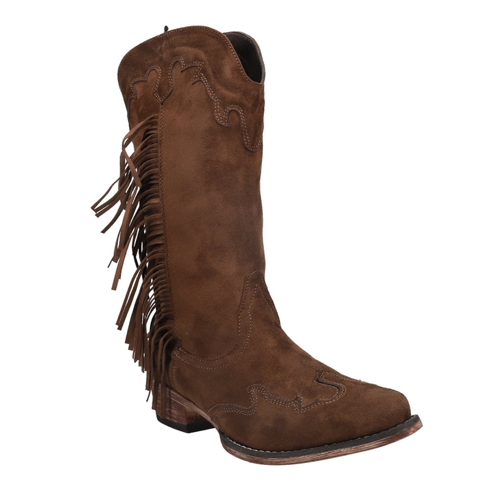 Faux Leather Roper Fringe Cowgirl Boots Roper Womens Brianna
