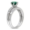 thumbnail image 3 of Everly Women's Created Emerald 10k White Gold Bridal Set, 3 of 8