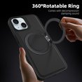 thumbnail image 4 of Allytechgroup Magnetic Case for iPhone 15, Built-in Invisible 360° Rotatable Kickstand, Compatible with MagSafe, PU Leather Slim Shockproof Protective Phone Case Cover, Black, 4 of 7