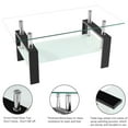 thumbnail image 3 of UBesGoo Glass Double Tiers Coffee Table Rectangular Black, 3 of 7