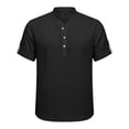 thumbnail image 6 of GUZOM Mens Henley Shirt Short Sleeve 100% Cotton Relaxed Fit, Breathable Casual Everyday Wear Top for Men in Black,Size 2XL, 6 of 9