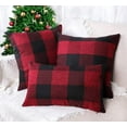thumbnail image 5 of Set of 2 Christmas Buffalo Check Plaid Throw Pillow Covers Cushion Case Polyester for Farmhouse Home Decor Red and Black, 18 x 18 Inches, 5 of 6