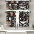 thumbnail image 1 of Kitchen Curtains Coffee Window Curtains and Valances Set 36 Inch, Brown Black Cute Short Tier Curtain for Kitchen, White Cartoon Cute Doodle Small Kitchen Decor, 1 of 5