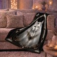 thumbnail image 6 of White Cat With Amber Eyes decorative motif Archway Gold Scrollwork And Gem Necklace Regal Portrait Art Flannel Blanket For Cat Lovers Home Decor Cozy Bedroom Living Room Birthday Gift, 6 of 9
