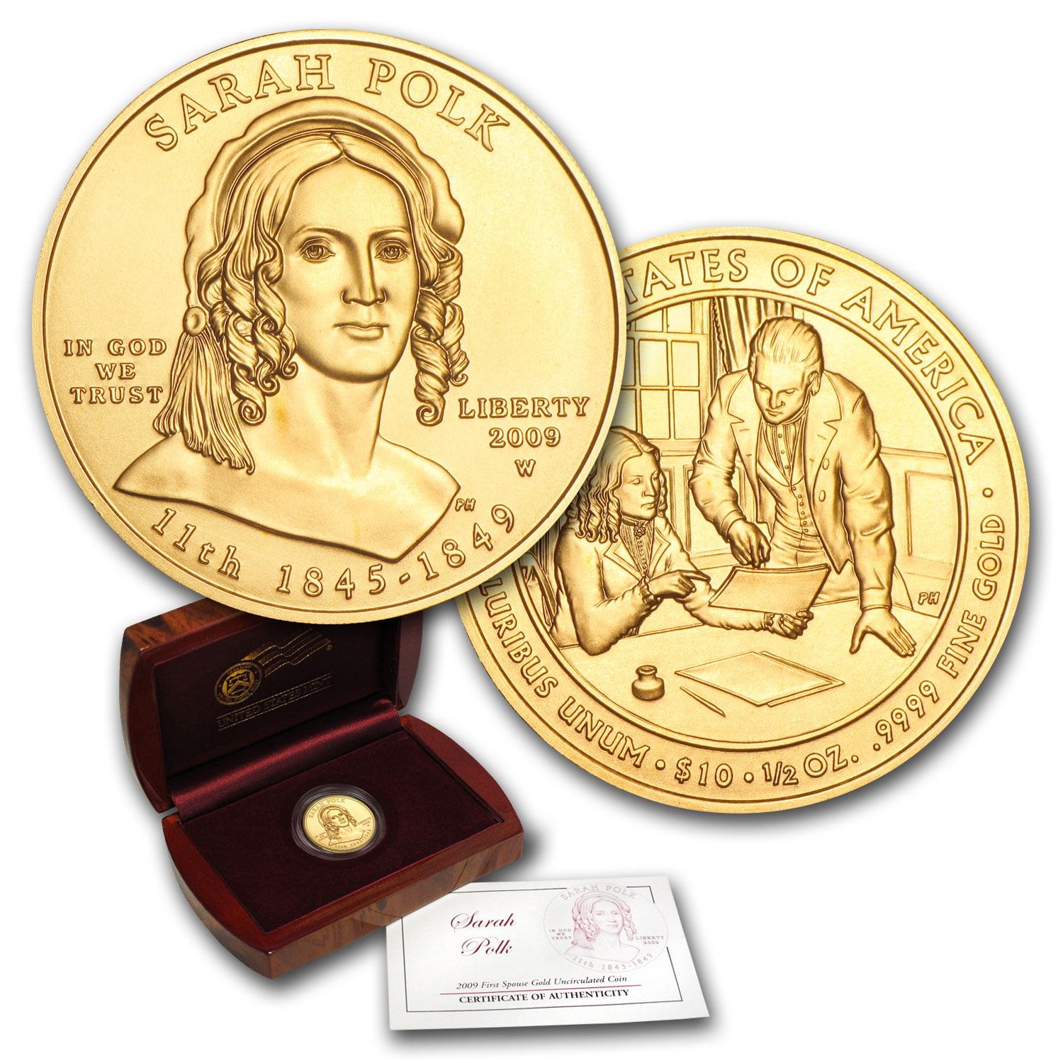 2009 US Mint First Spouse Bronze Medal Set of 5 W/COA in Envelope 