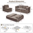thumbnail image 3 of QuzyAor 80" Foldable Sleeper Sofa Chaise Lounge, Corduroy Floor Couch w/ Blanket & 3 Pillows, No Assembly Required for Living Room, Brown, 3 of 10
