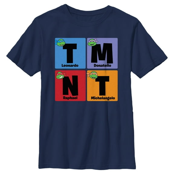 Boy's Teenage Mutant Ninja Turtles Colorful Turtle Elements Graphic Tee Navy Blue X Large