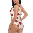 thumbnail image 4 of Pofeuu Abstract Red Polka Dot Print Women's One Piece Swimsuits One Shoulder Swimwear Asymmetric Ruffle Monokinis Bathing Suits-Large, 4 of 6