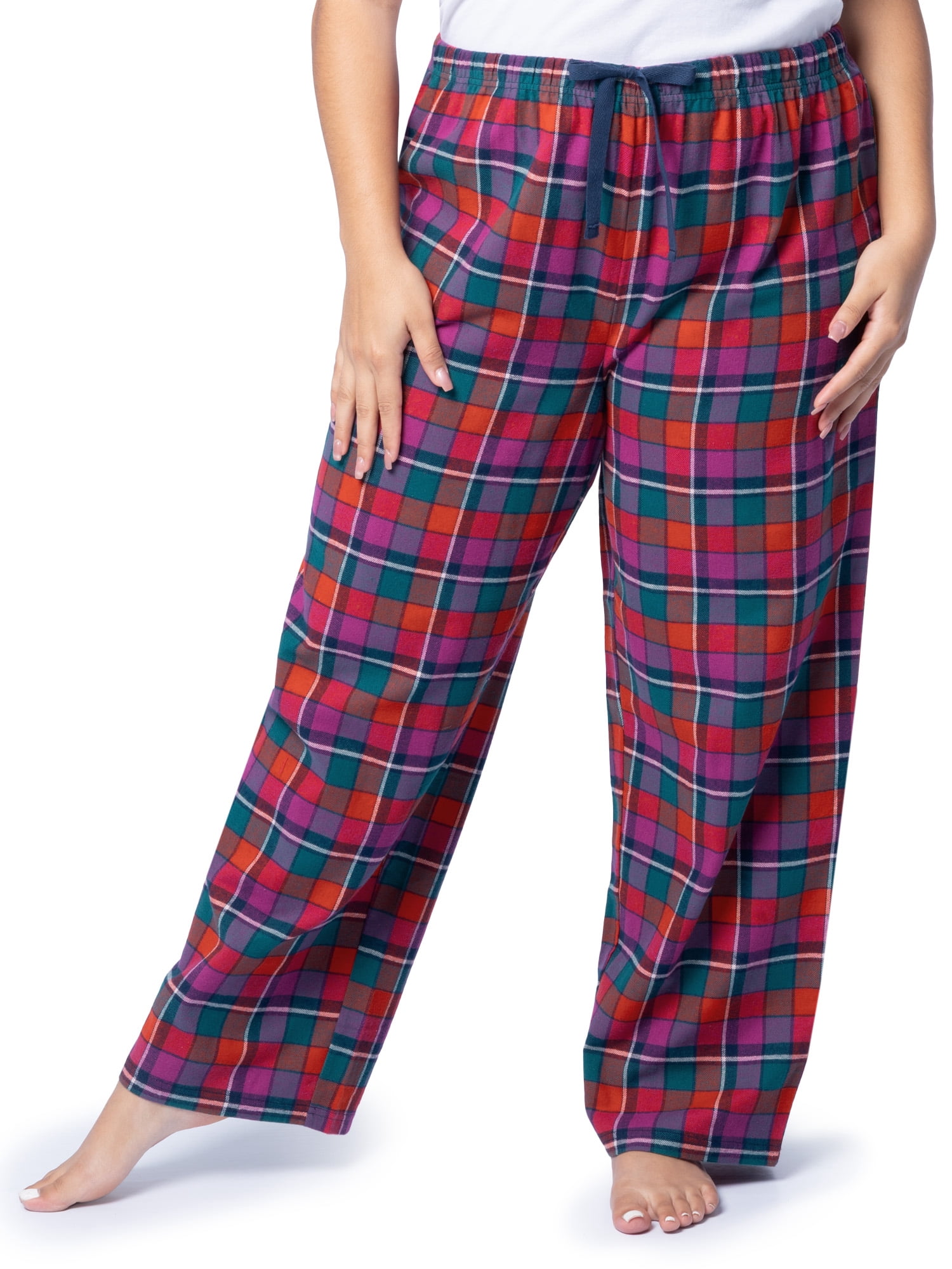 Fruit of the Loom Women's Beyond Soft Long Sleeve Waffle Top and Flannel Bottom Pajama Set, Sizes S-4X
