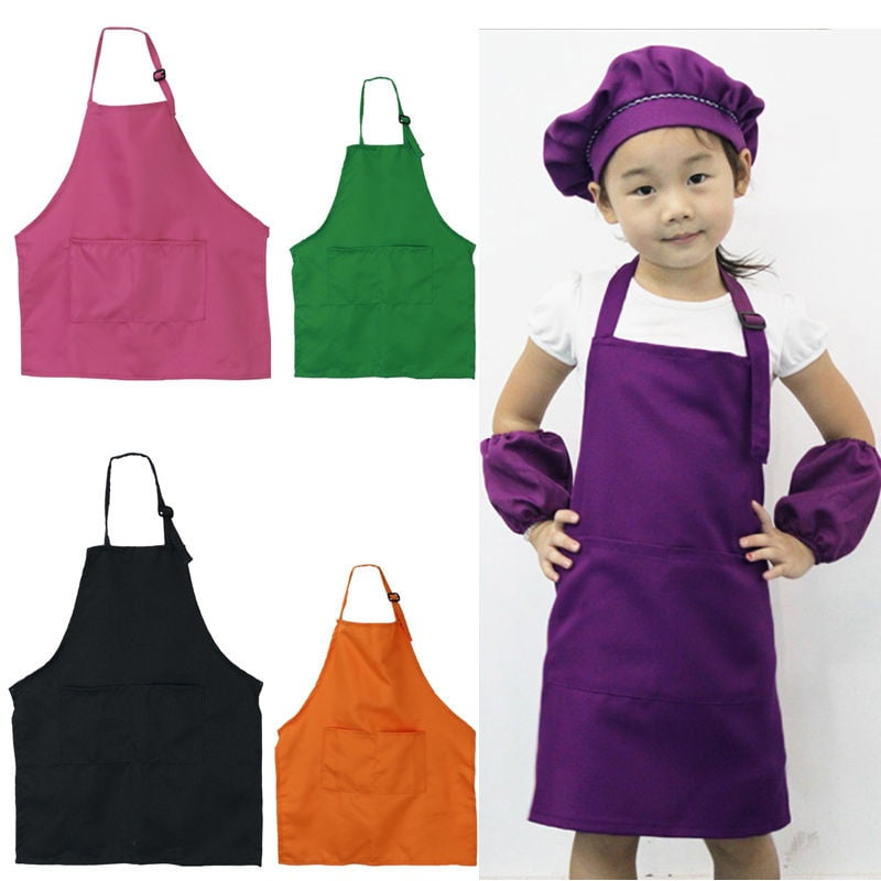 Waterproof Girls Aprons Painting Apron Kitchen Bib Aprons for Girls Boys Cooking Baking Painting Gardening Childrens Artists Aprons with Adjustable Neck Strap XunHe 10 Pieces Kids Aprons