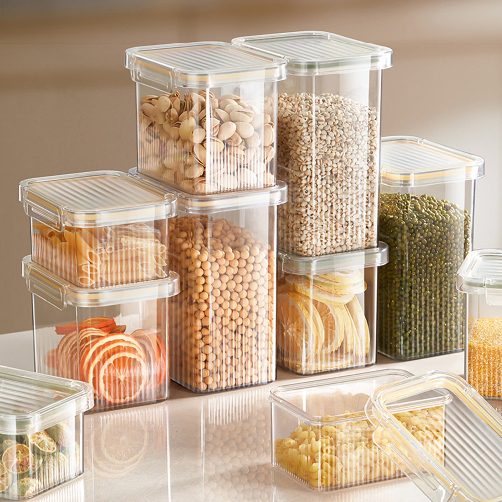 Flour Storage Container Dry Food Organizer Can With Lid Clear