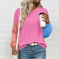 thumbnail image 2 of Womens Long Sleeve Tops Fall Fashion 2025 Crewneck Color Block Ribbed Knit Casual Loose Fit Pullover Shirts Hot Pink L, 2 of 6