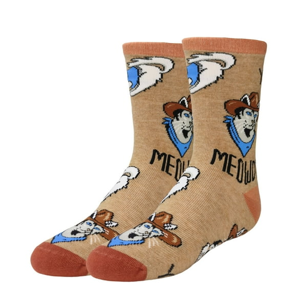 Kids Funny Saying Novelty Western Crew Socks, Silly Crazy Socks for Boys & Girls, Meowdy