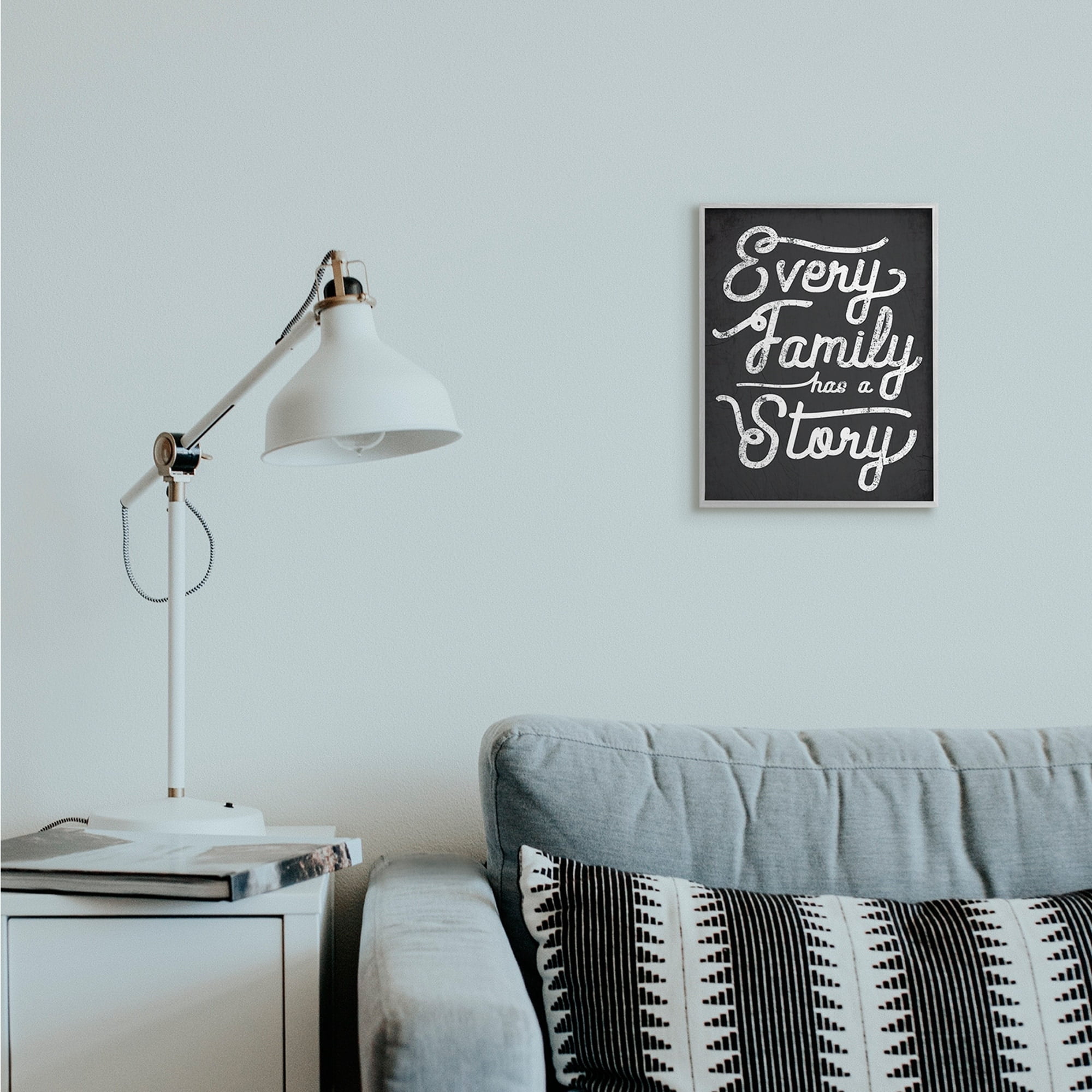 Stupell Industries Every Family Has a Story Quote Rustic Black White Gray Framed by Daphne Polselli