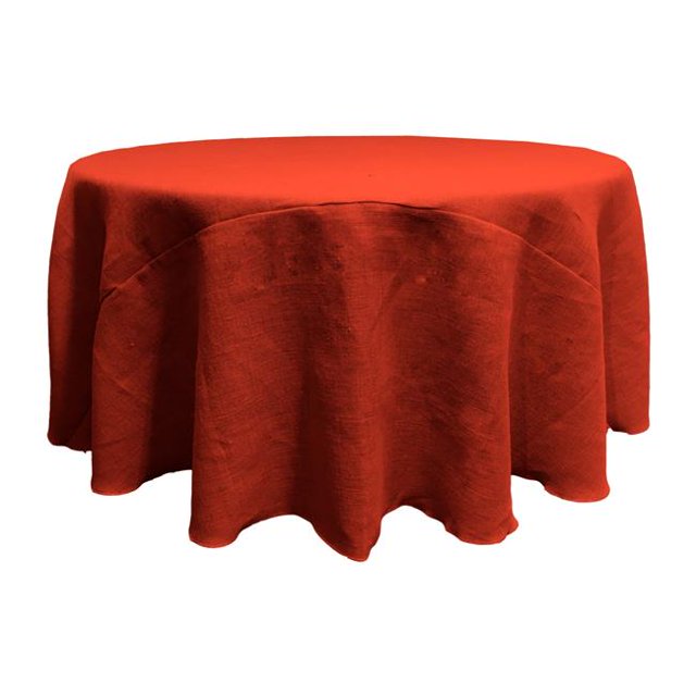LA Linen TCBurlap132R-Red Dyed Natural Burlap Tablecloth, Red - 132 in. Round